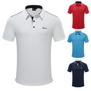 New Golf wear Men's Outdoor Short Sleeve Top Comfortable Loose Golf Shirt