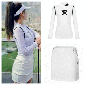 Summer Golf Clothing Women's Round Neck Long Sleeve Sunscreen Pleated skirt Polo
