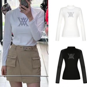 Golf Wear Long sleeved Women's Fashionable Solid color Versatile Top