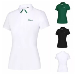 New Golf Women's Short sleeved Stand up Collar Sports Polo Shirt