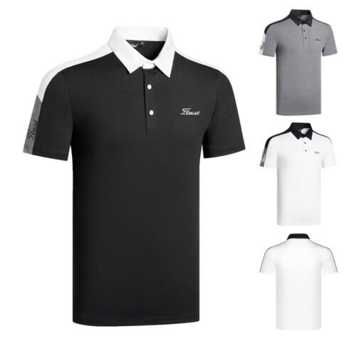 Men's Solid color Polo Shirt High-quality Stand up Collar Outdoor Sports Golf Top