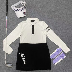 Summer new Golf women's quick drying white long sleeved T-shirt top, sports slim fit short skirt