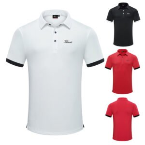 Men's Golf Clothing Top Loose Short sleeved T-shirt Flip Collar Quick drying Casual Sportswear Men's Golf