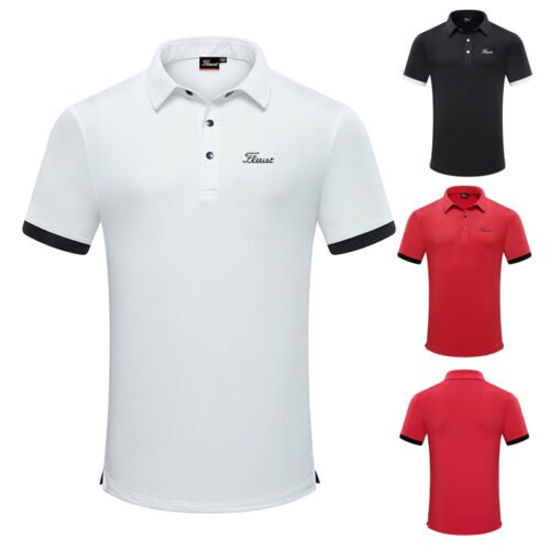 Men's Golf Clothing Top Loose Short sleeved T-shirt Flip Collar Quick drying Casual Sportswear Men's Golf