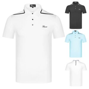 New Men's Golf Sport Short sleeved Breathable Polo Shirt Casual Solid Color Lapel Shirt