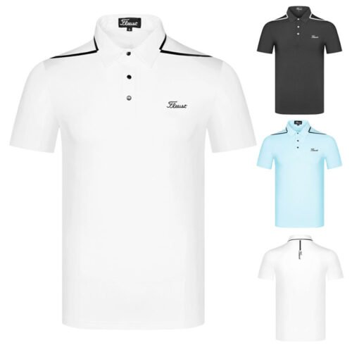 New Men's Golf Sport Short sleeved Breathable Polo Shirt Casual Solid Color Lapel Shirt