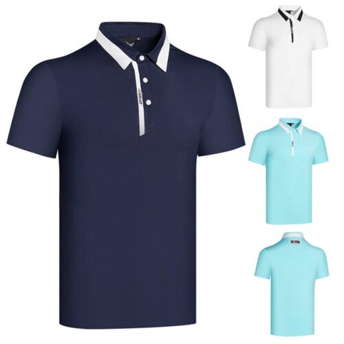 Golf clothing men's short sleeved t-shirt polo shirt sports golf trendy top casual quick drying
