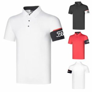Golf men's short sleeve sport breathable quick drying polo shirt jersey casual sweat wicking top