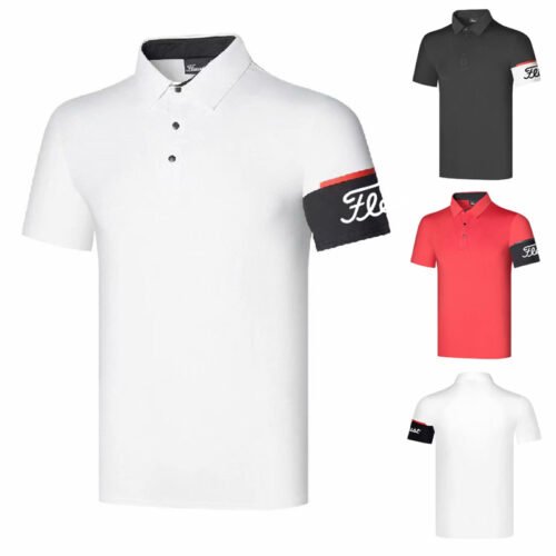 Golf men's short sleeve sport breathable quick drying polo shirt jersey casual sweat wicking top