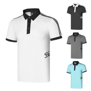 New summer golf clothes men's short sleeved outdoor casual lapel loose polo shirt