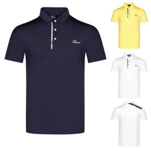 Summer golf clothes men's T-shirt short sleeve sports breathable quick drying elastic jersey golf lapel polo shirt