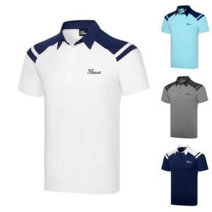 Golf suit men's solid color short sleeved sports quick drying breathable loose polo shirt