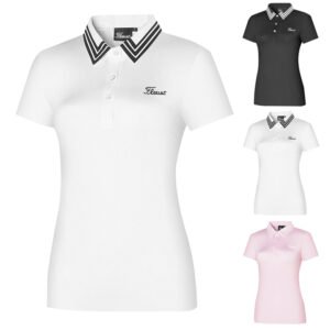 Golf short sleeve T-shirt for women's outdoor casual quick drying lapel top, slim fit and slimming temperament golf uniform