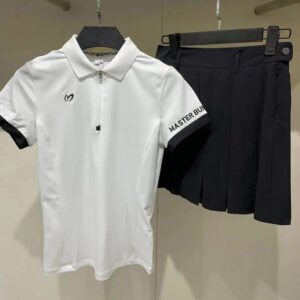 Golf women's short sleeve Polo Shirt with zipper collar outdoors slim fit sports jersey
