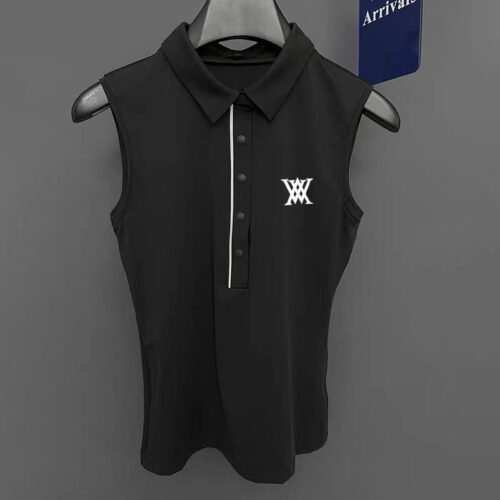 Golf Women's Summer Breathable Elastic Sleeveless outdoor versatile sports zipper polo shirt - Image 5