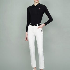 Golf women's long sleeved summer thin breathable elastic polo shirt