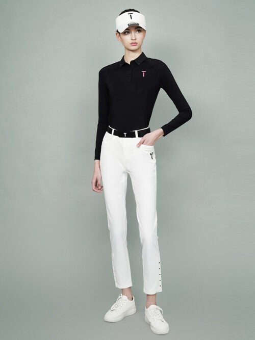 Golf women's long sleeved summer thin breathable elastic polo shirt