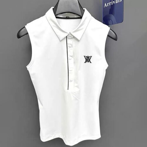 Golf Women's Summer Breathable Elastic Sleeveless outdoor versatile sports zipper polo shirt - Image 4