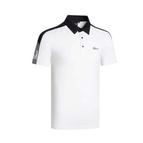 Men's Solid color Polo Shirt High-quality Stand up Collar Outdoor Sports Golf Top - Image 2