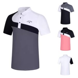 Men's Summer Polo Shirt Cotton Golf Shirt Breathable Short Sleeves Polos Button-down Polo Shirt Solid Color Polo